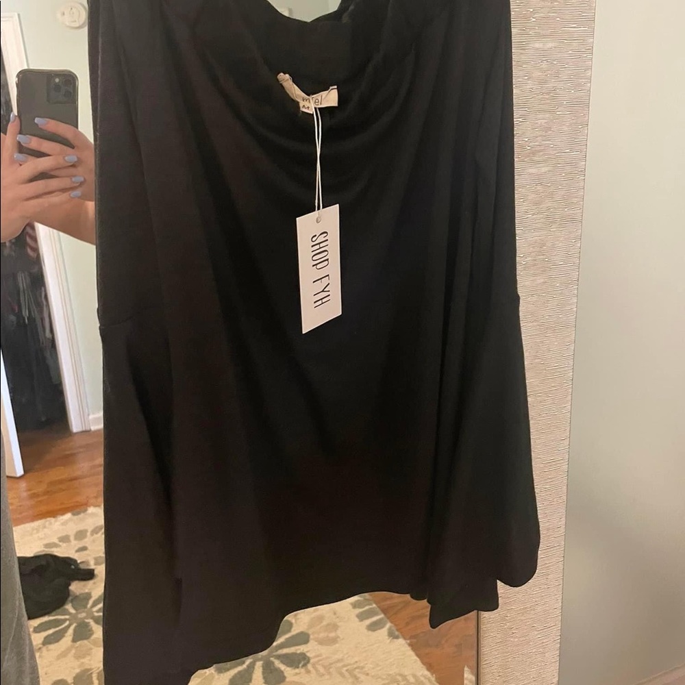 Boutique top with bell sleeves off shoulder